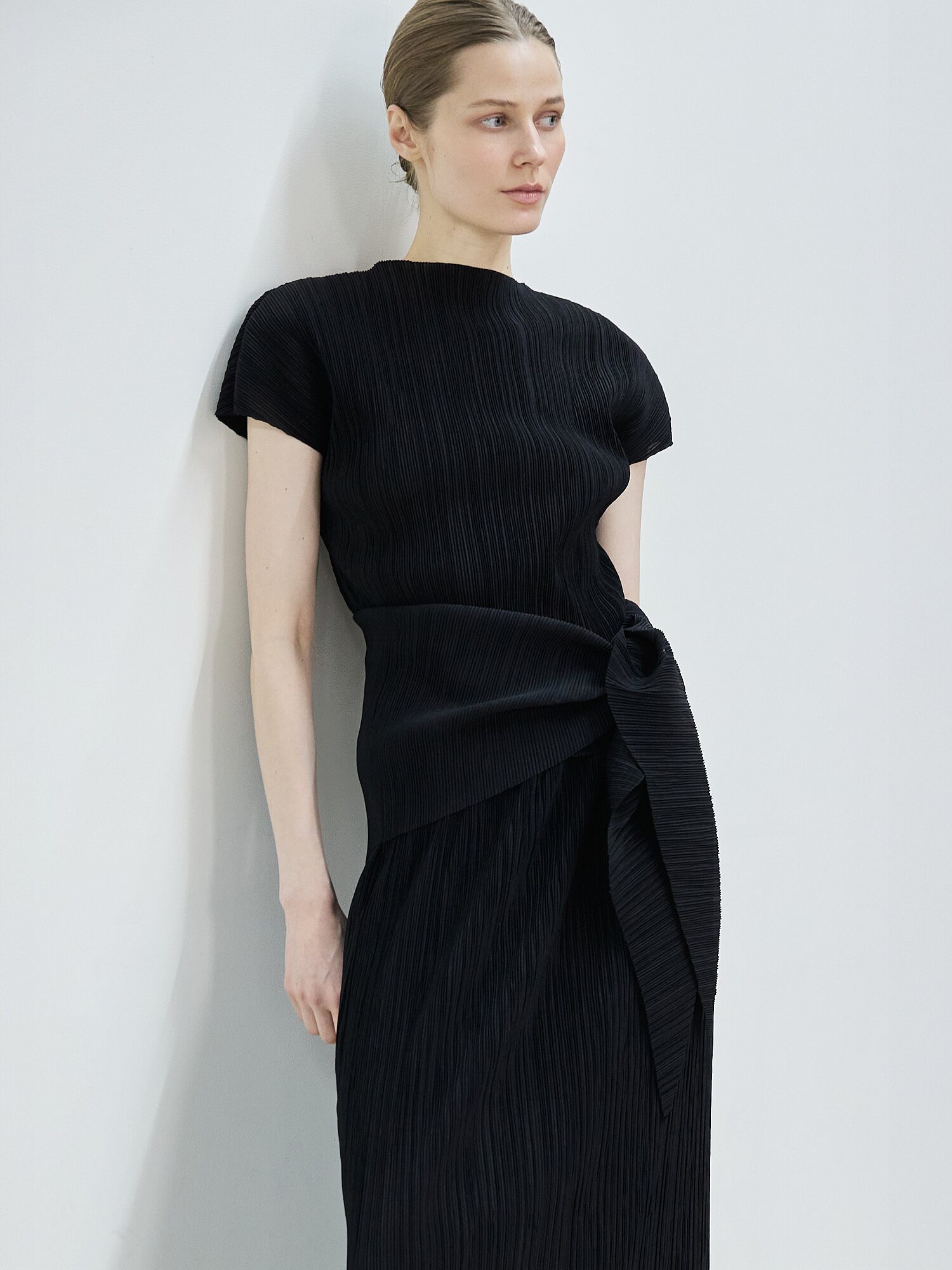 Pleated wrap Set_Black
