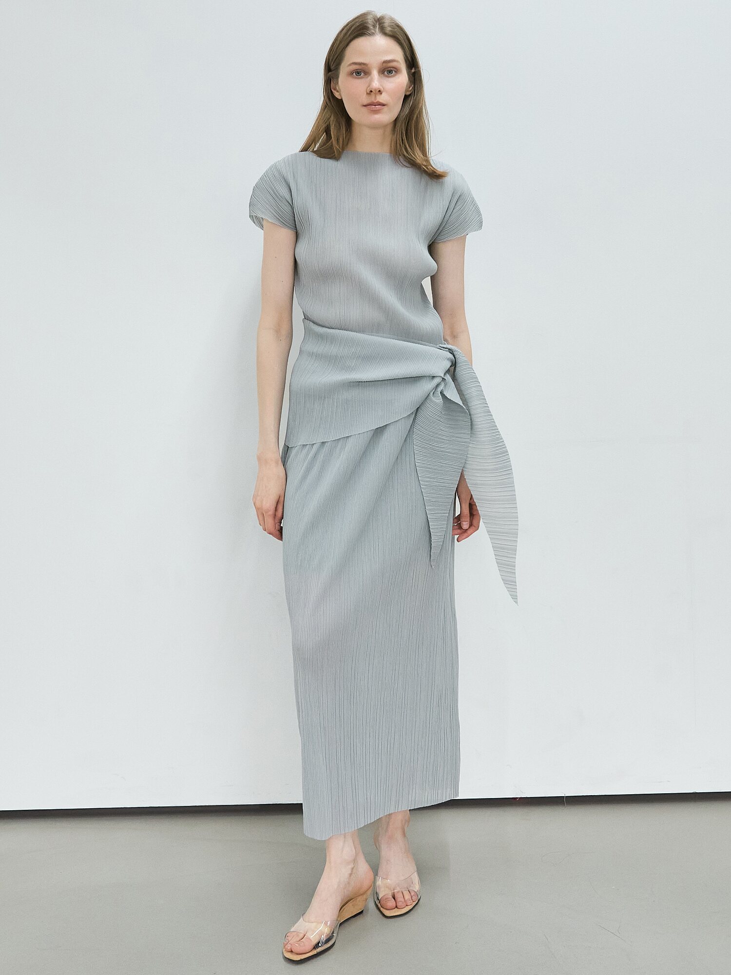 Pleated wrap Set_Blue Gray