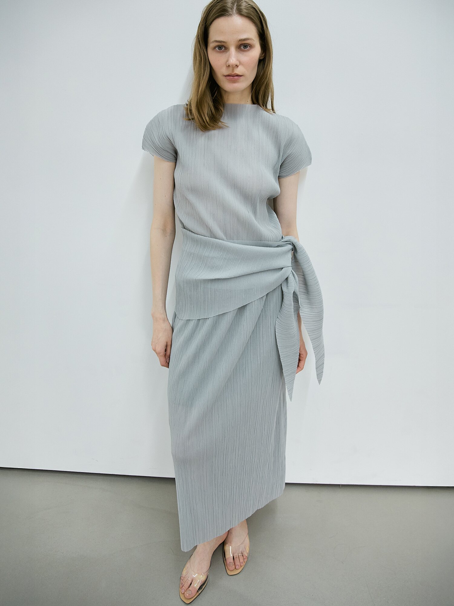 Pleated wrap Set_Blue Gray