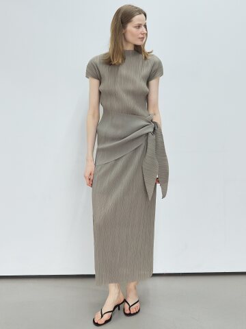 Pleated wrap Set_Etoupe






