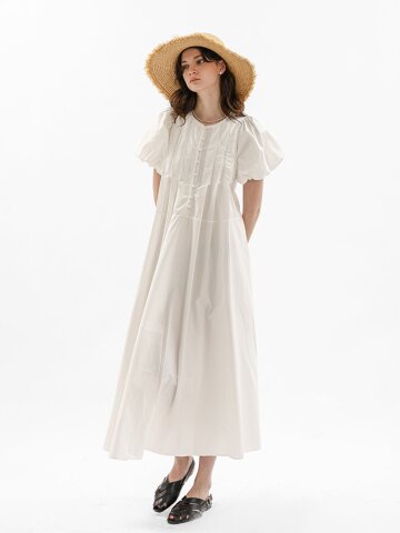 WD_Volume puff lace trim dress_WHITE