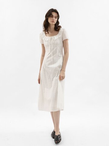WD_Ruffle square neck midi dress_WHITE