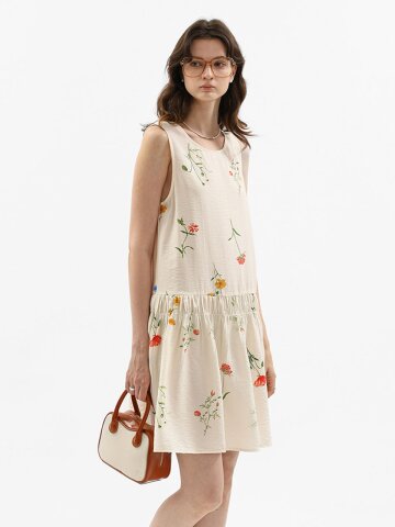 WD_Tiered floral sleeveless dress_IVORY