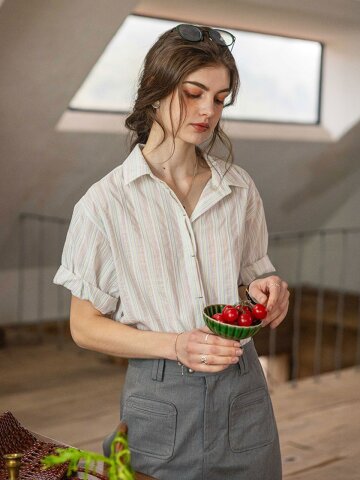 DA_Placket striped texture shirt