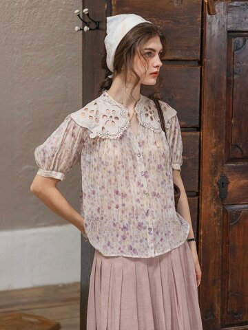 DA_Design niche short-sleeve top_PURPLE