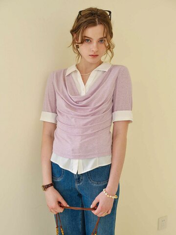 SR_Fake two-piece collar shirt top