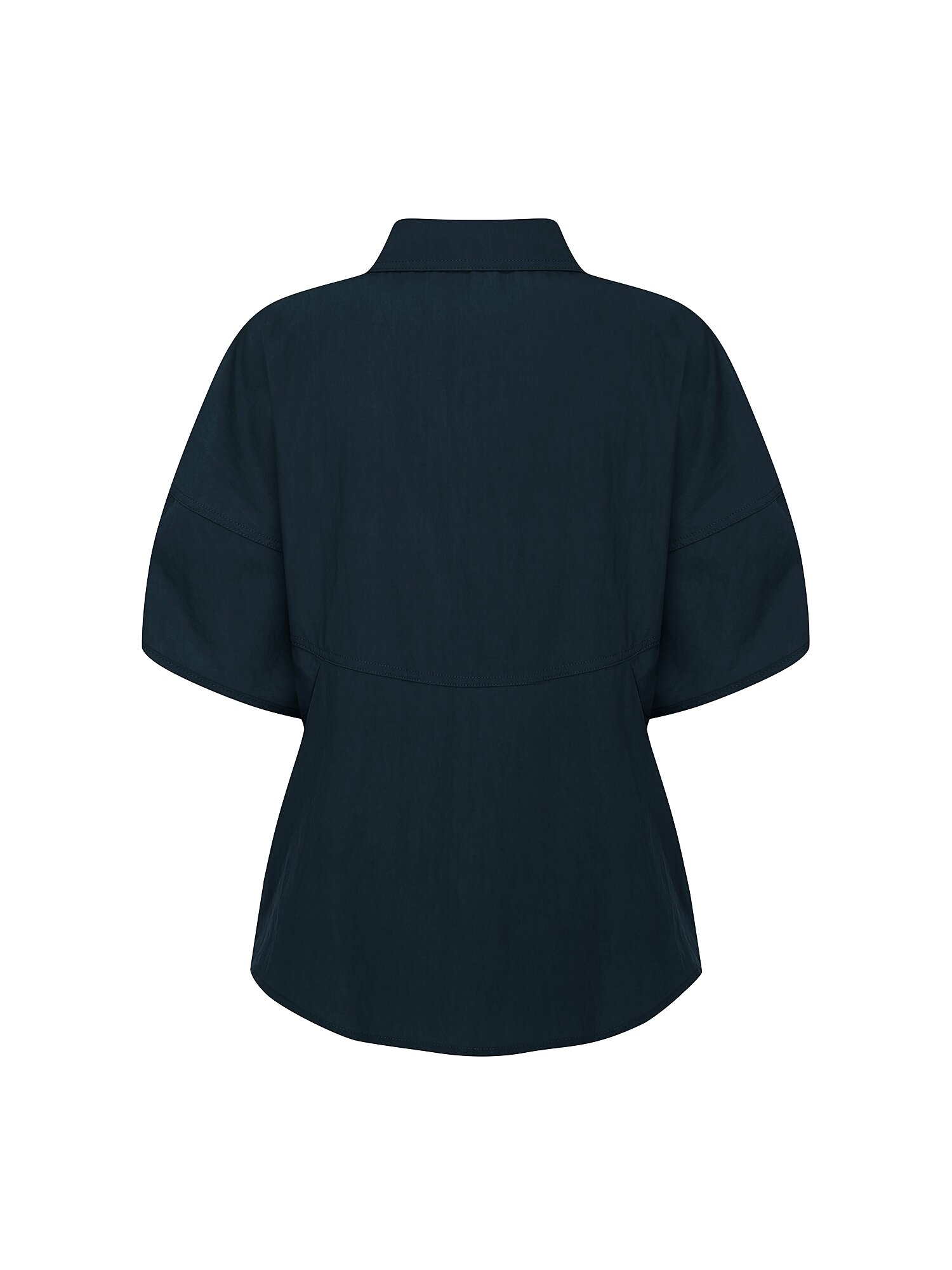 라운드 요크 돌먼 블라우스 (NAVY)
