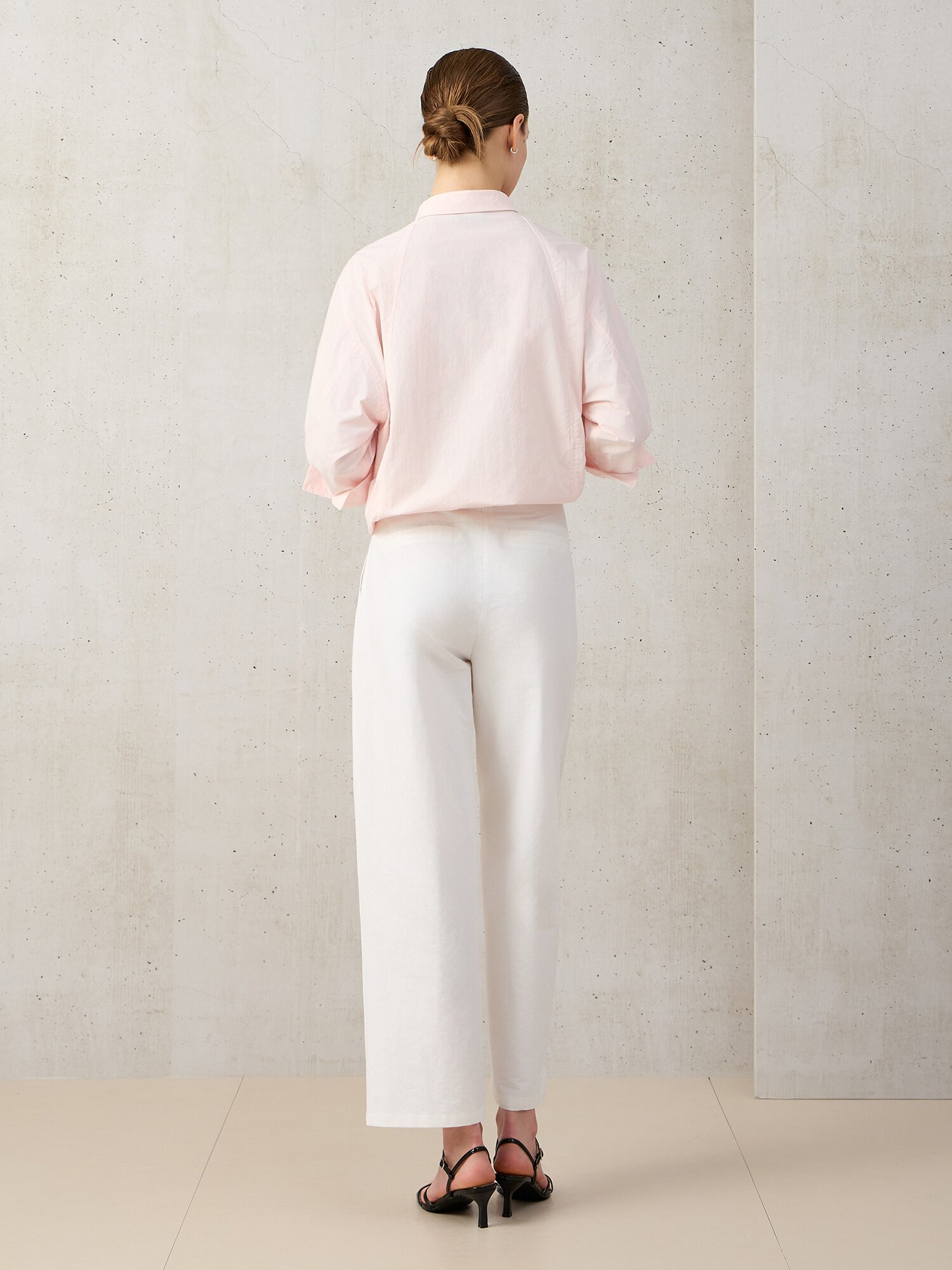 코튼 블렌드 원턱 와이드 팬츠 (WHITE)
