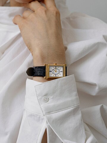 Heron leather watch (헤론 레더 워치) Gold Black band
