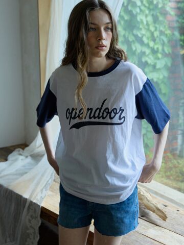 Opendoor Raglan Baseball T‑Shirt Navy

