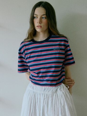Stripe half top Navy


