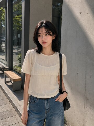 크링클 뷔스티에 블라우스 