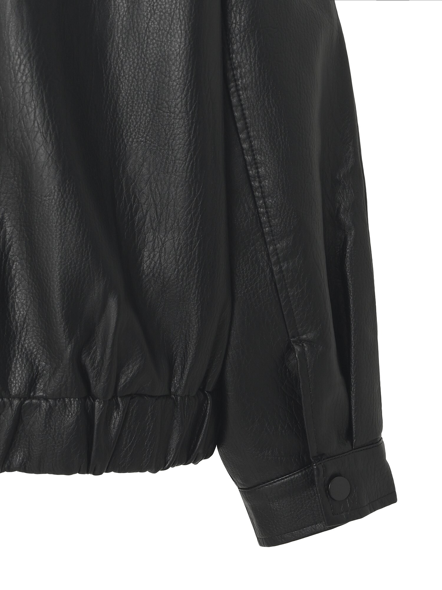 페이크 레더 싱글 칼라 래글런 점퍼 (BLACK)