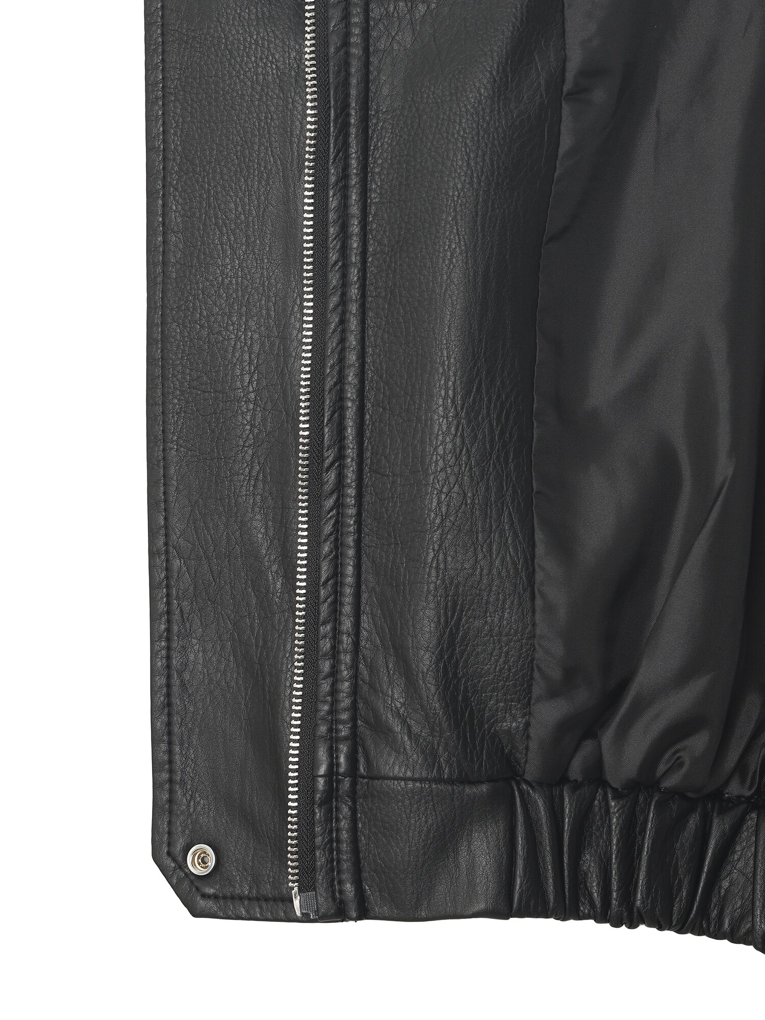 페이크 레더 싱글 칼라 래글런 점퍼 (BLACK)