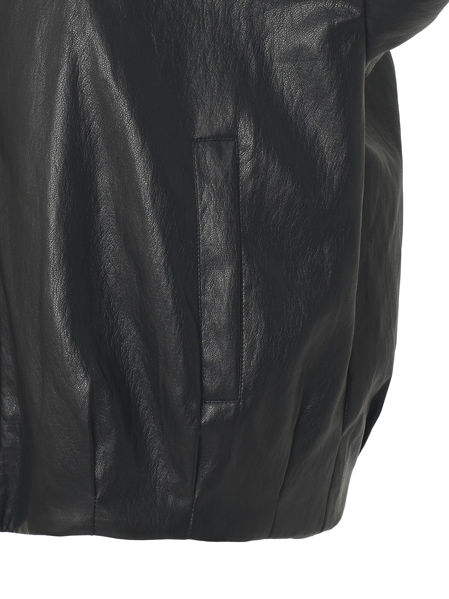 페이크 레더 싱글 칼라 점퍼 (BLACK)
