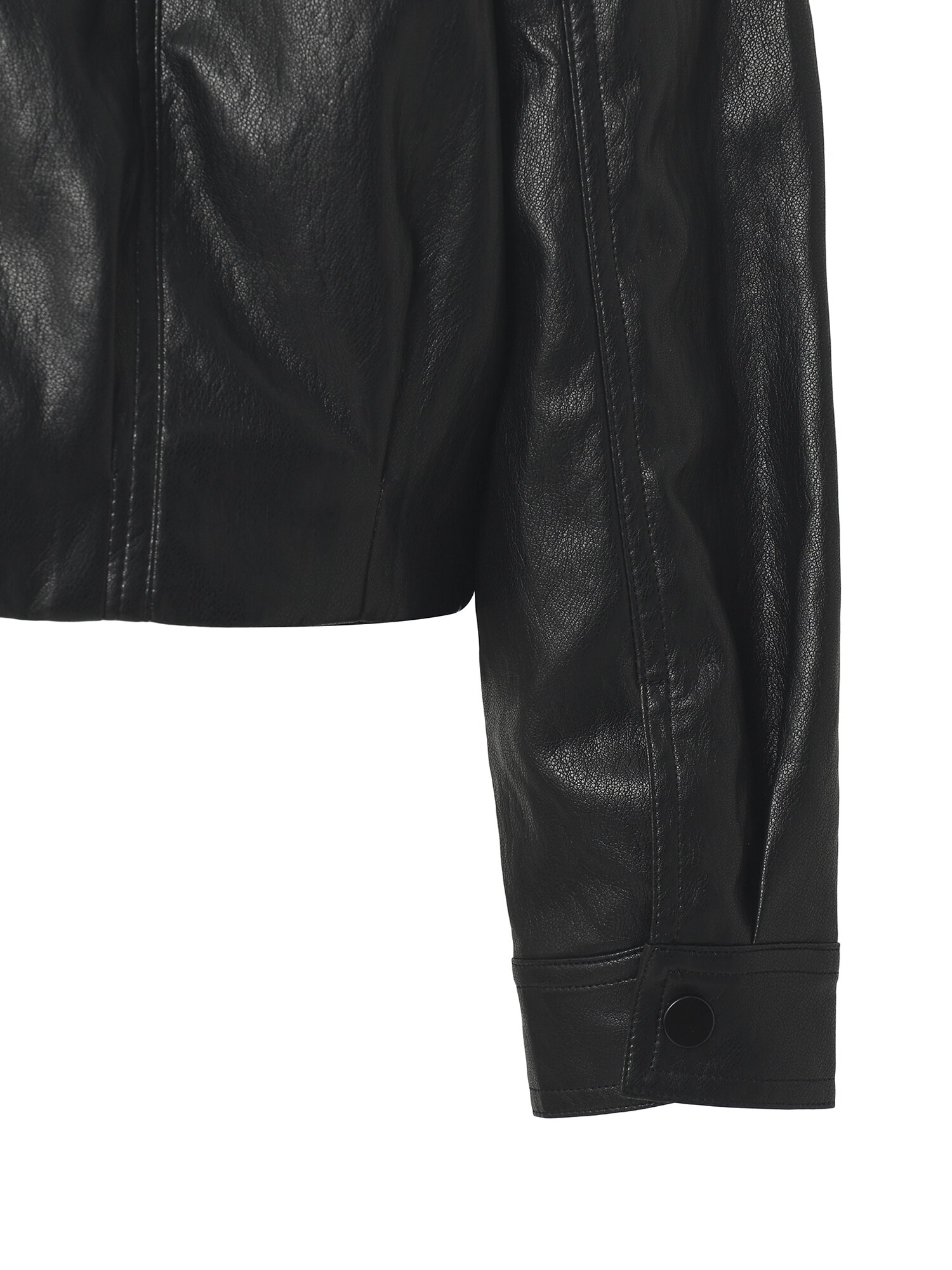 페이크 레더 싱글 칼라 점퍼 (BLACK)