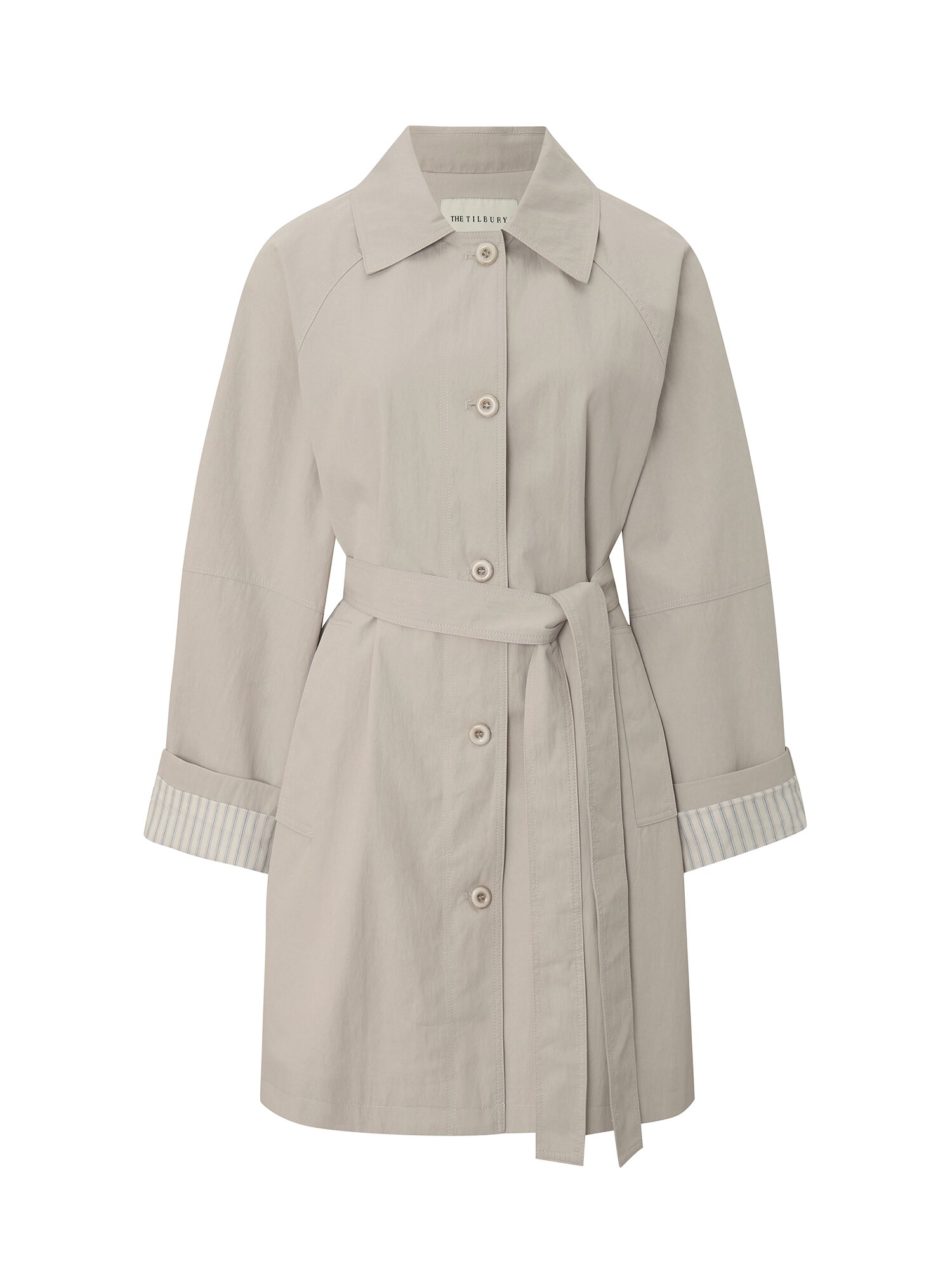 싱글 칼라 래글런 트렌치 코트 (BEIGE)