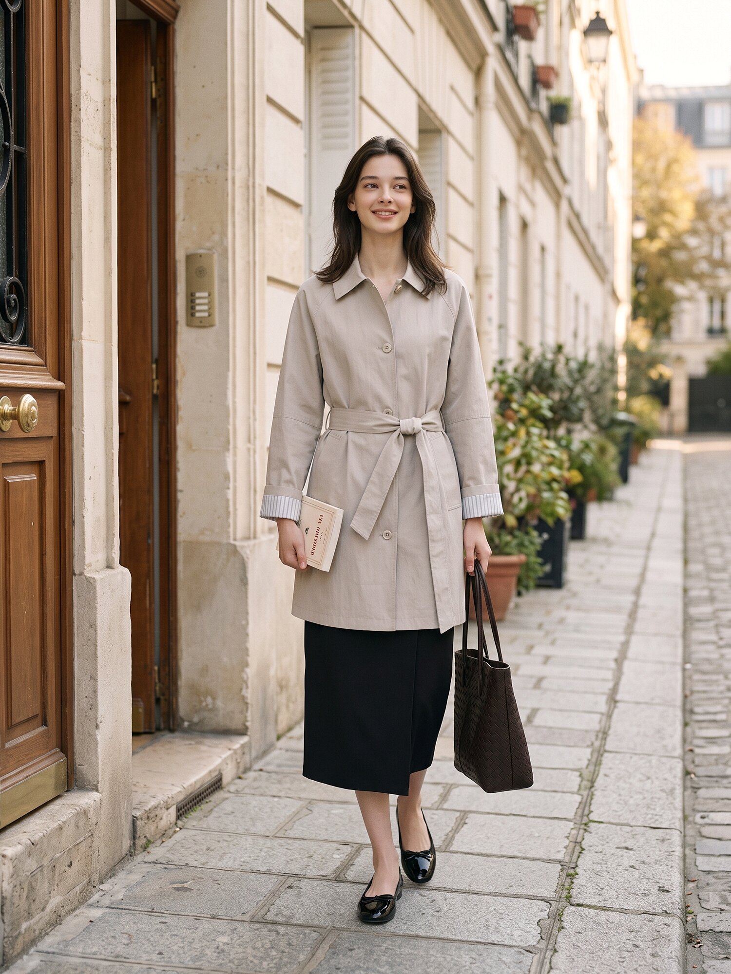 싱글 칼라 래글런 트렌치 코트 (BEIGE)