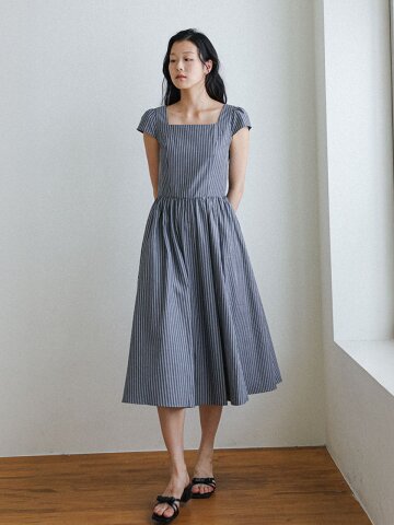 LS_Square neck stripe dress_2color