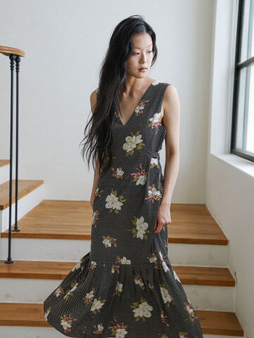 LS_Garden bloom long dress_BLACK