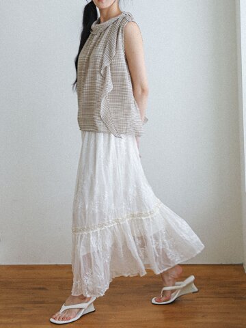 LS_Garden embroidery mesh skirt_IVORY