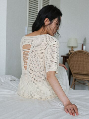 LS_Natural crochet knit top_IVORY
