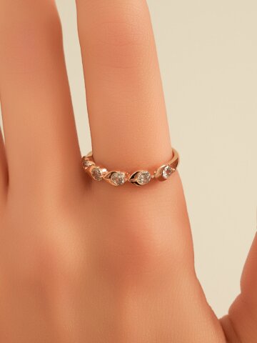 14k Gold Plated 하프 큐빅 포인트 반지 ELBRWR149