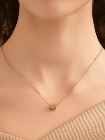 트리플 링 팬던트 목걸이 ELBRNN251 (14K Gold Plated)