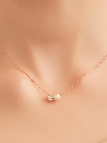 플라워 앤 진주 팬던트 체인 목걸이 ELBRNN250 (14K Gold Plated)