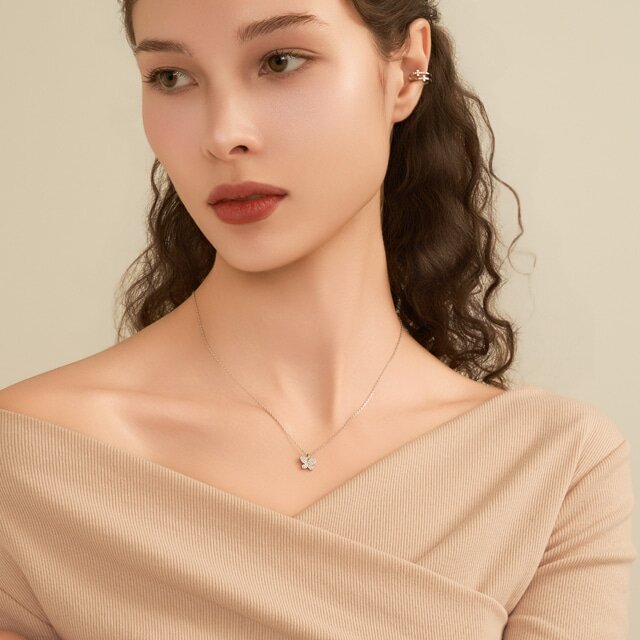 파베 셋팅 나비 팬던트 목걸이 ELBRNN249 (14K Gold Plated)