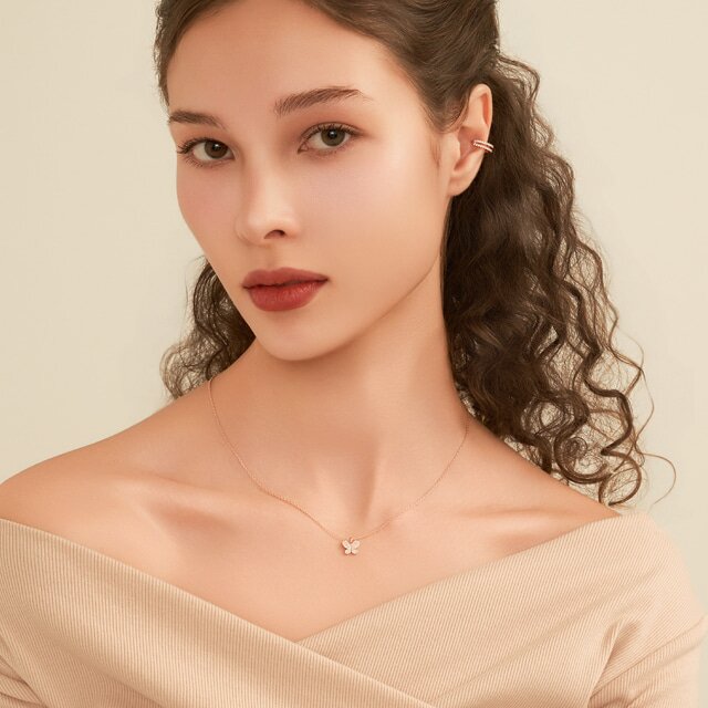 파베 셋팅 나비 팬던트 목걸이 ELBRNN249 (14K Gold Plated)