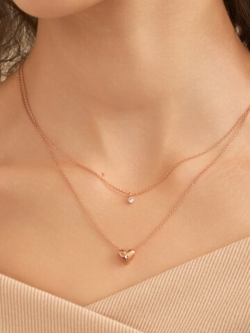 두줄 레이어드 하트 목걸이 ELBRNN247 (14K Gold Plated)