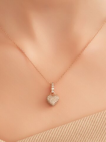 파베 볼륨 하트 목걸이 ELBRNN246 (14K Gold Plated)