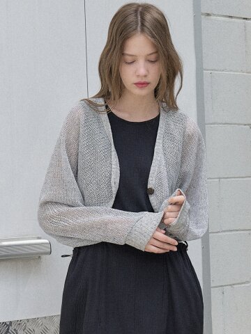 Linen Summer Knit Bolero - GREY