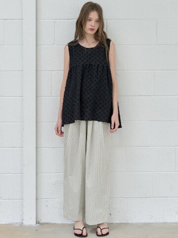 Seethrough Dot Sleeveless Blouse - BLACK