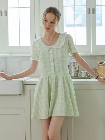 DD_Lovely check flare dress_MINT