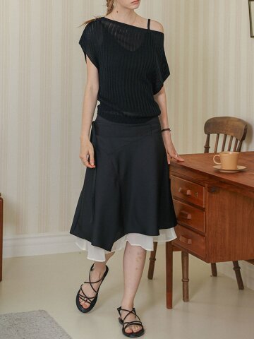 DD_Asymmetry layered midi skirt_2color