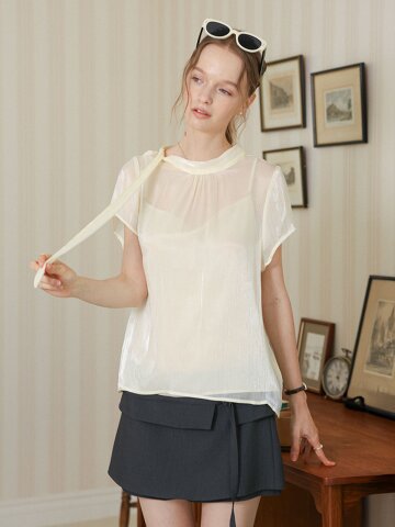 DD_Elegant tie neck blouse_IVORY