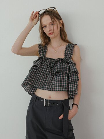 DD_Check frill crop top_GREEN
