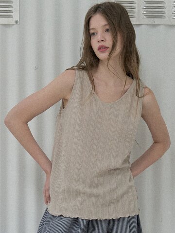 Knit Sleeveless Top - BEIGE