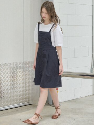 Suspender Nylon midi dress - NAVY