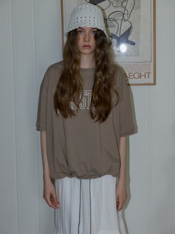 Arch Logo Drawstring TShirt Beige



