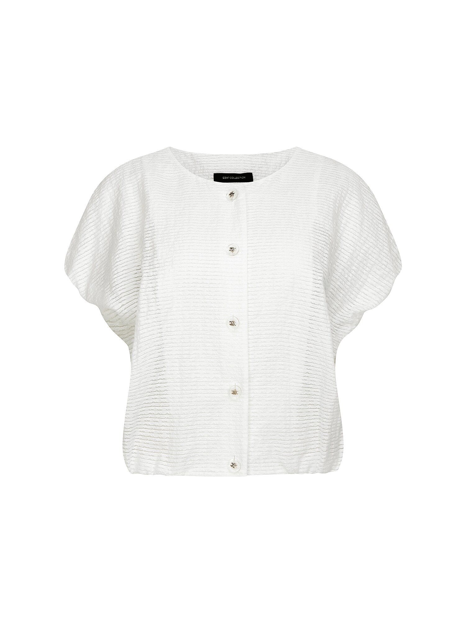 텍스쳐 볼륨 슬리브 블라우스 (WHITE)