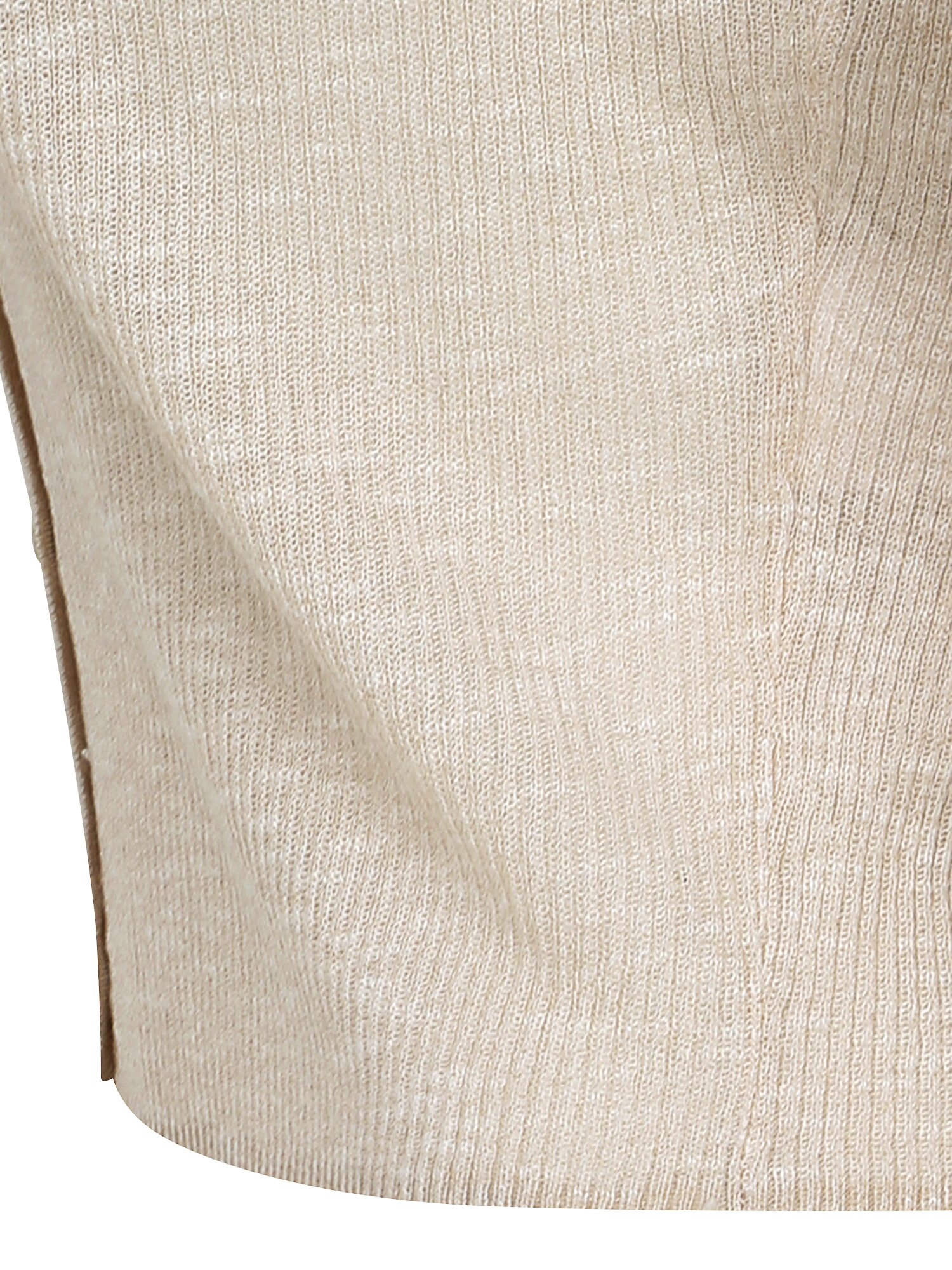 시스루 골지 브이넥 크롭 가디건 (MELANGE BEIGE)
