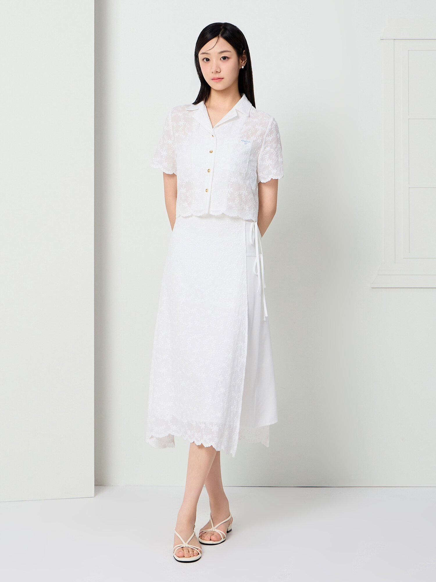 레이스 랩 A라인 스커트 (WHITE)
