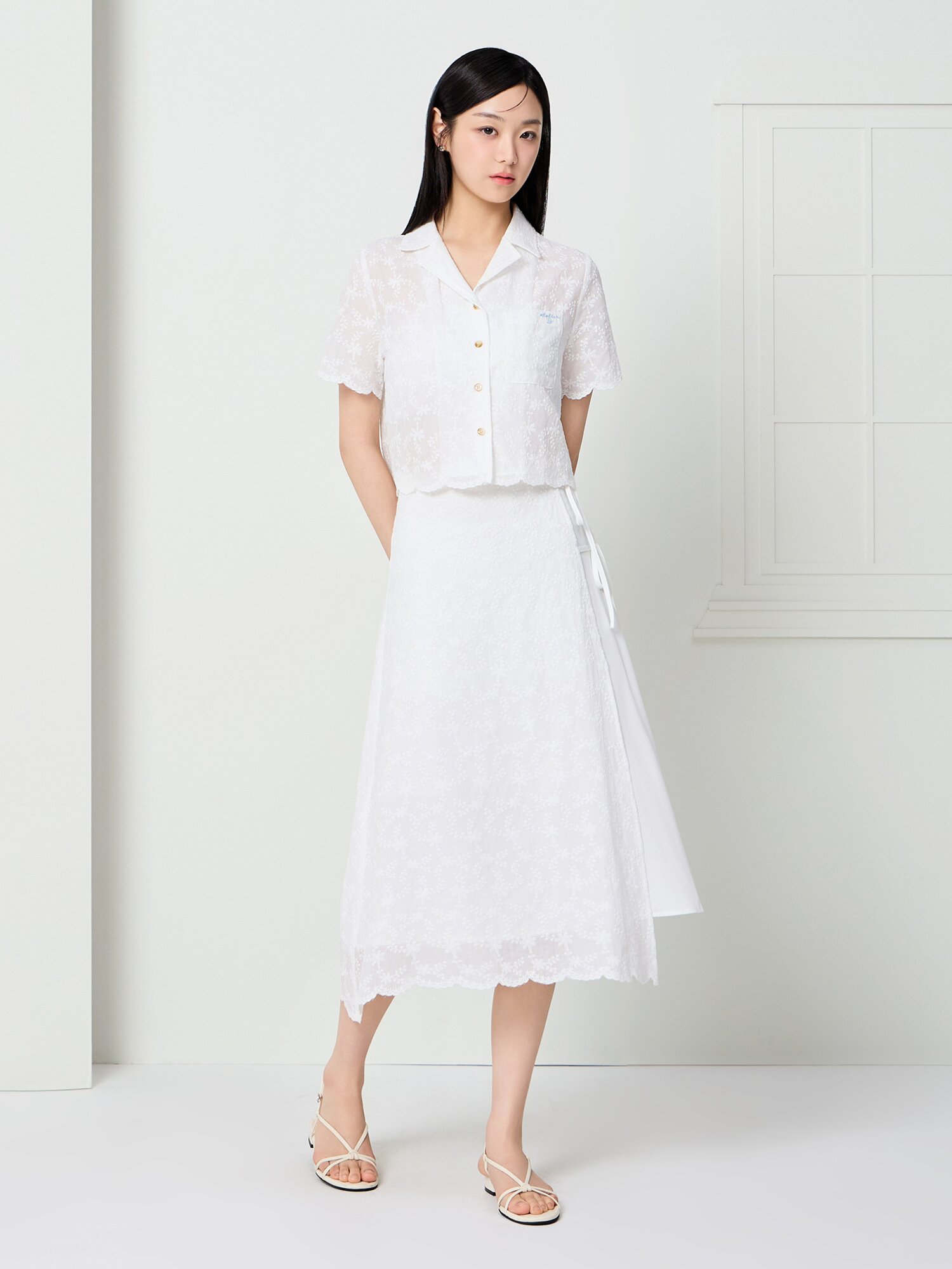 레이스 랩 A라인 스커트 (WHITE)