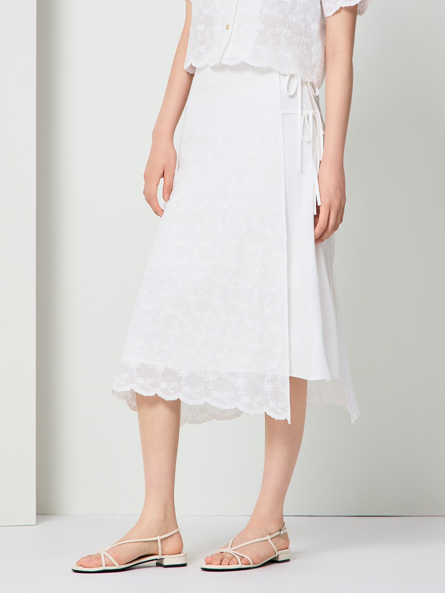 레이스 랩 A라인 스커트 (WHITE)