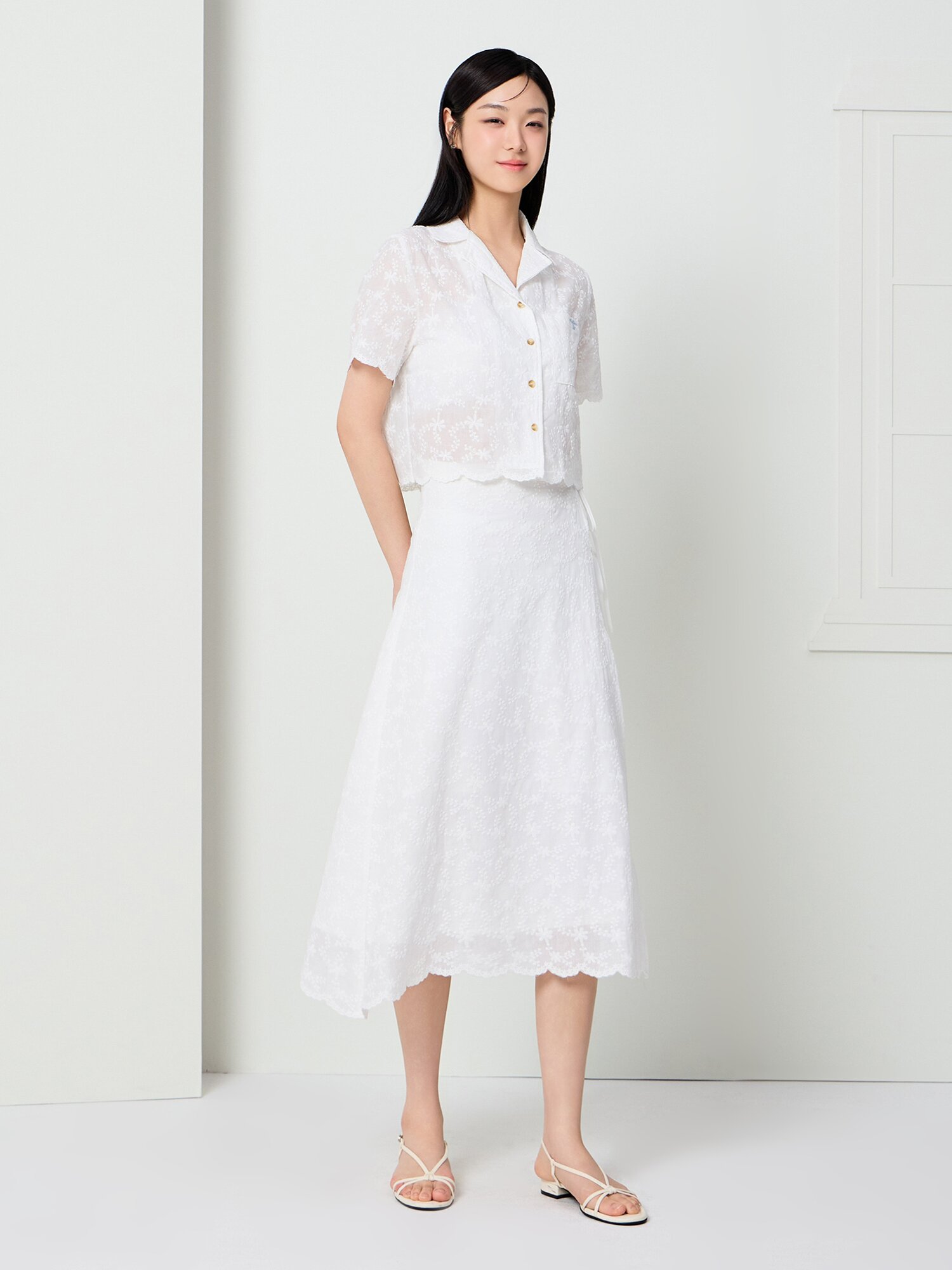 레이스 랩 A라인 스커트 (WHITE)