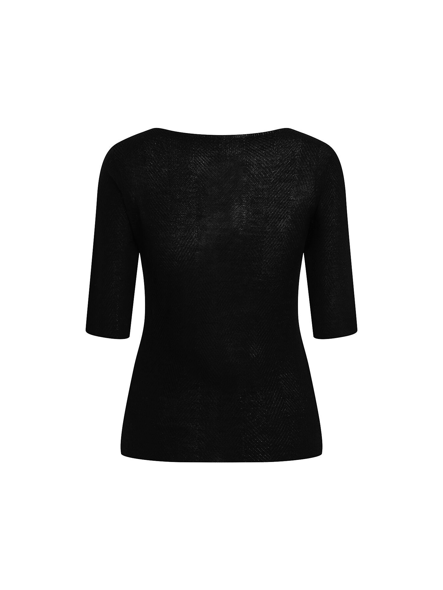 사선 골지 라운드넥 풀오버 니트 (BLACK)