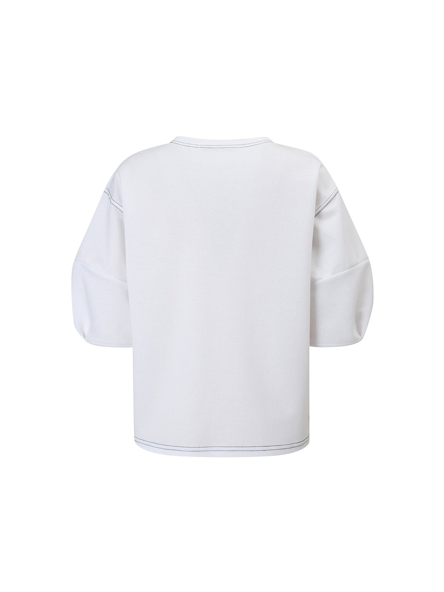볼륨 스티치 자수 반팔 티셔츠 (WHITE)